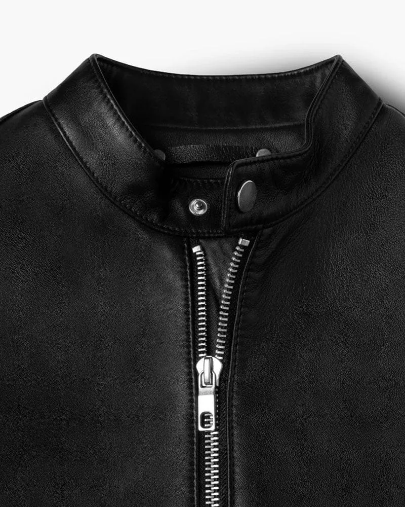 Men's Urban Night Ride Sleek Leather Racer Jacket sold by Larosa product image thumbnail 3