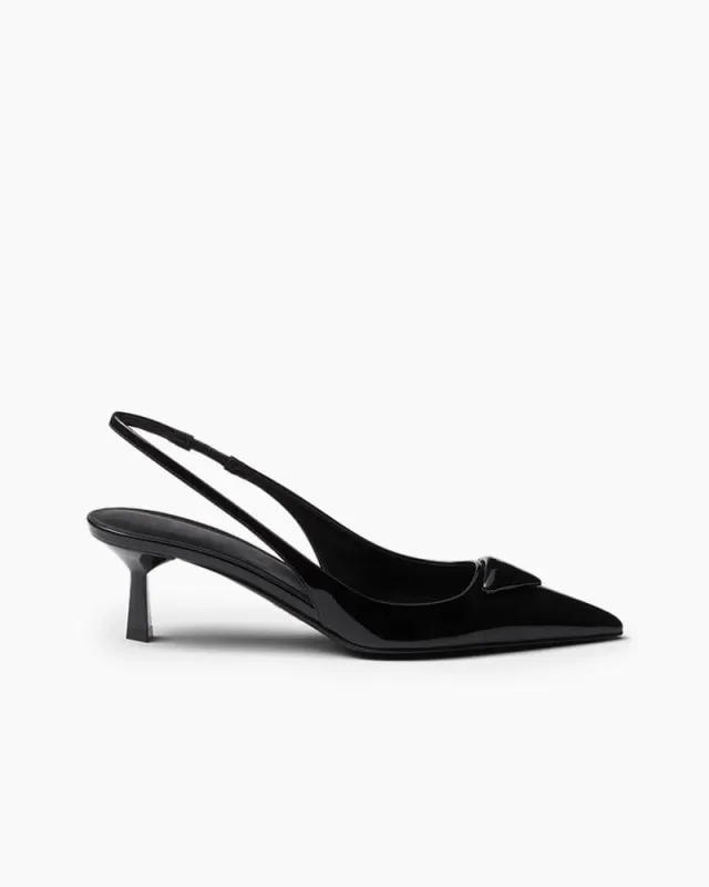 Women’s Business Meeting Black Cowhide Slingback Pumps made by Larosa