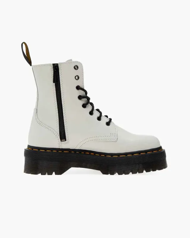 Women’s Weekend City Walk White Leather Platform Boots made by Larosa