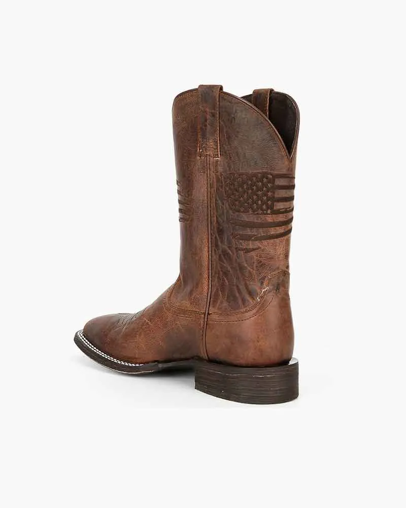 Men’s Road Trip Leather Flag-Embossed Western Boots sold by Larosa product image thumbnail 2