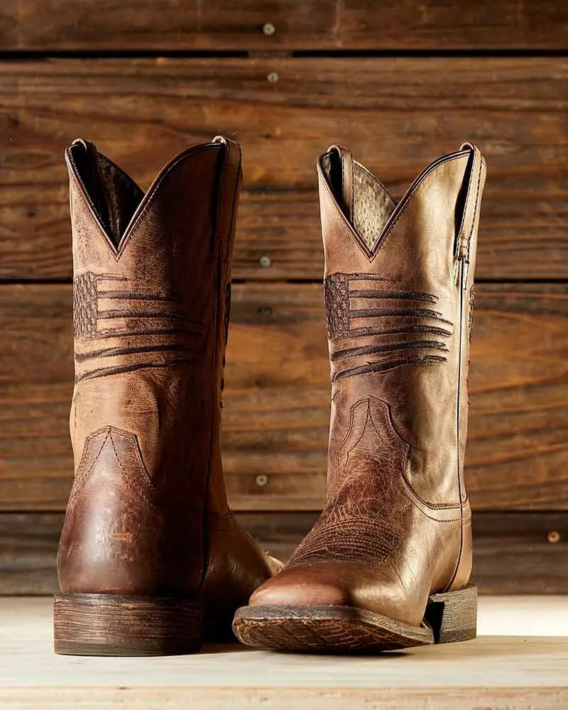 Men’s Road Trip Leather Flag-Embossed Western Boots sold by Larosa product image thumbnail 3