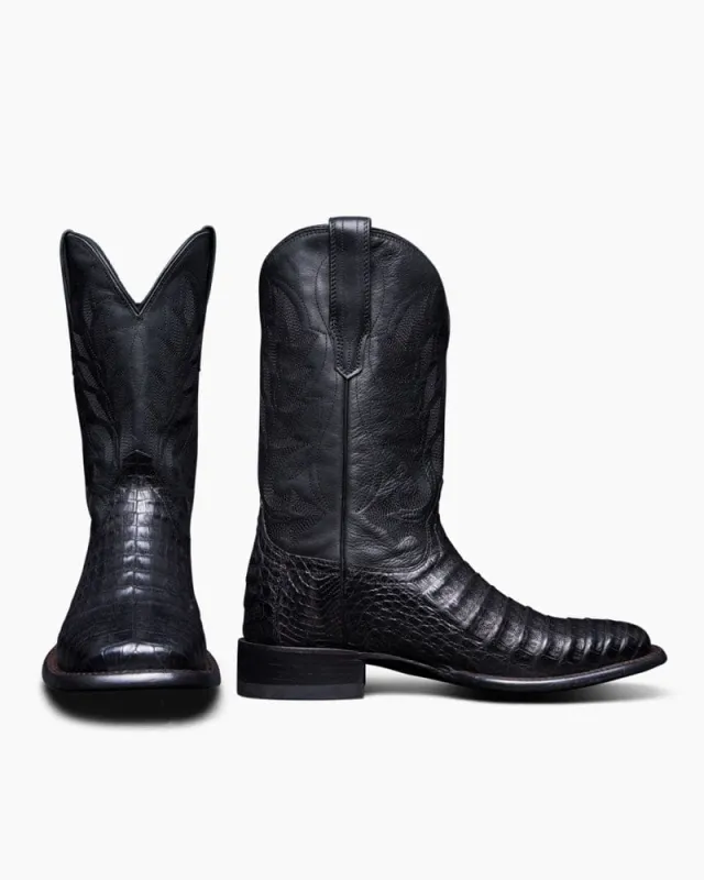 Men’s Steakhouse Dinner Black Caiman Western Boots sold by Larosa