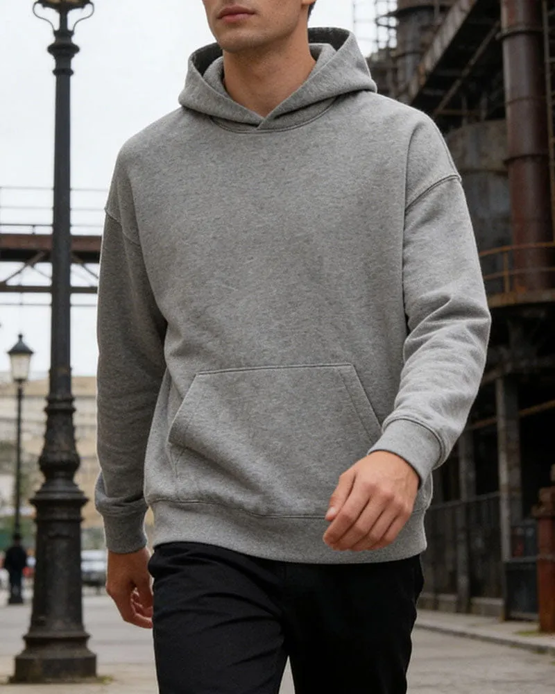 Men's Streetwear Grey Fleece Pullover Hoodie sold by Larosa product image thumbnail 3