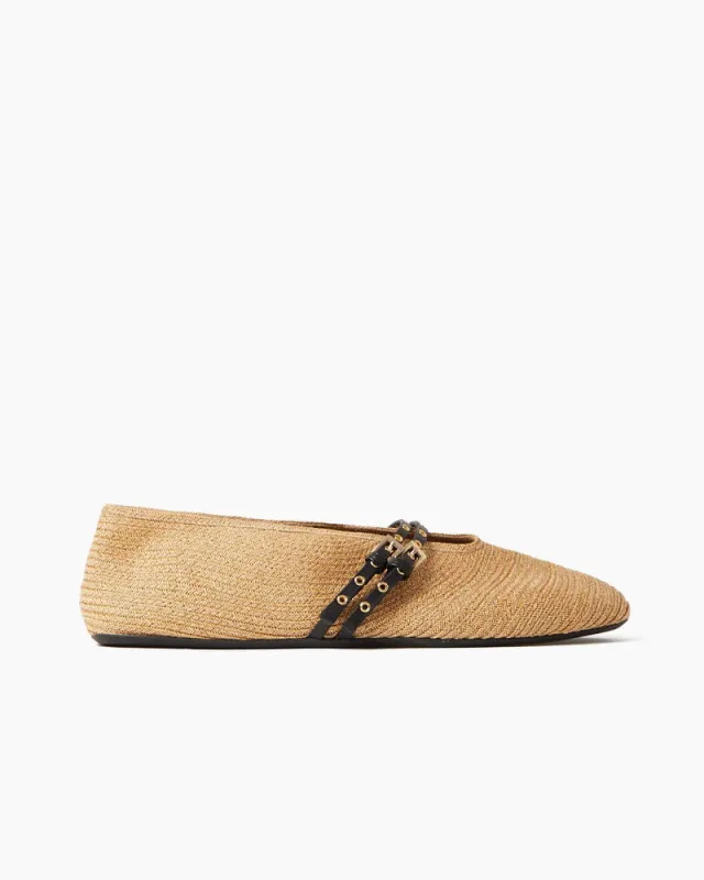 Women’s Beach Getaway Raffia Ballet Flats sold by Larosa