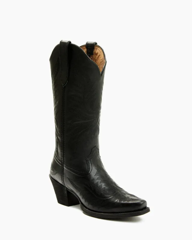 Women’s Date Night Black Leather Snip-Toe Western Boots made by Larosa