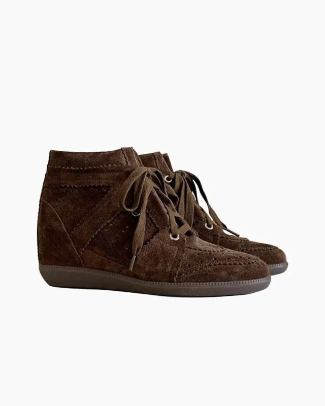 Women's Casual Mid-Top Suede Brogue Sneakers sold by Larosa