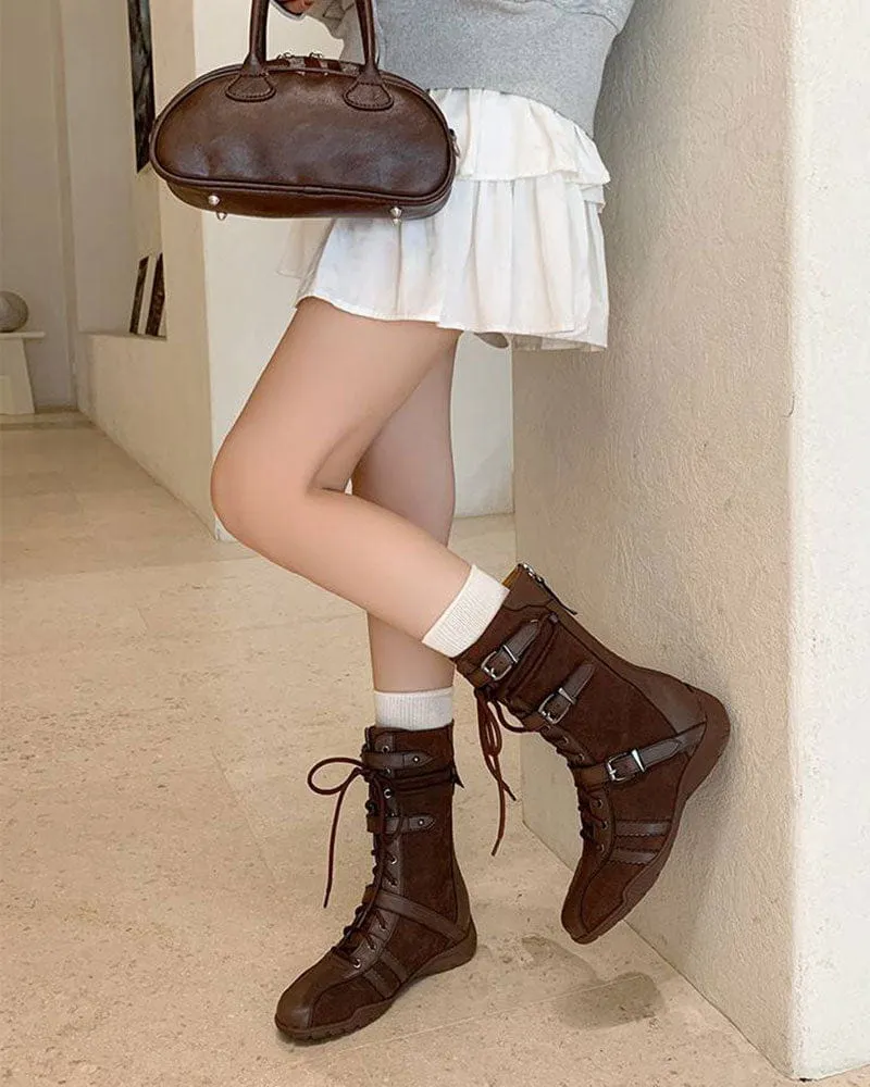 Women's Weekend Getaway Chunky Leather Moto Boots sold by Larosa product image thumbnail 3