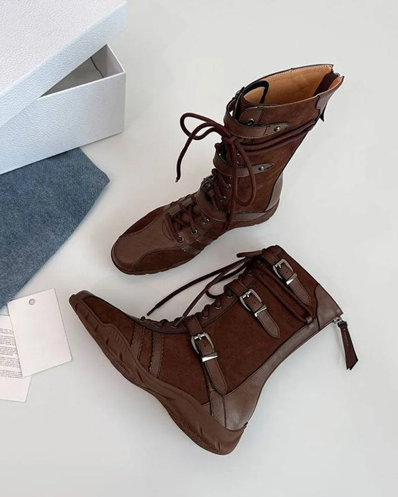 Women's Weekend Getaway Chunky Leather Moto Boots sold by Larosa product image thumbnail 2