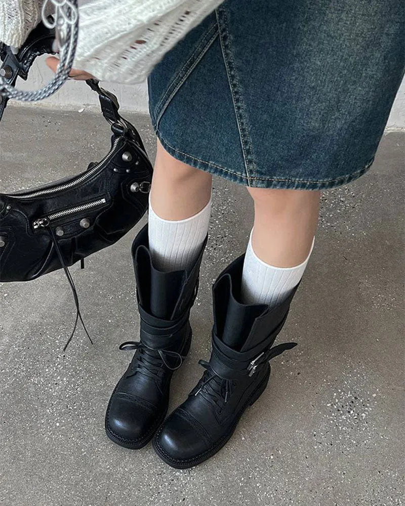 Women's Exploring Chunky Leather Buckle Boots sold by Larosa product image thumbnail 4