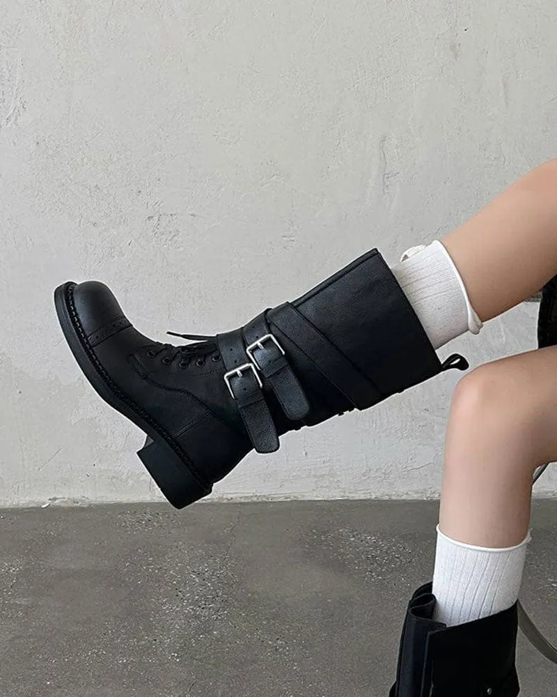 Women's Exploring Chunky Leather Buckle Boots sold by Larosa product image thumbnail 3