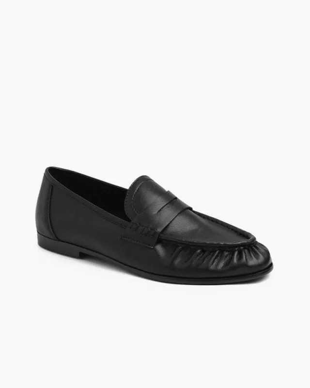 Women's Commuting Leather Pleated Penny Loafers made by Larosa