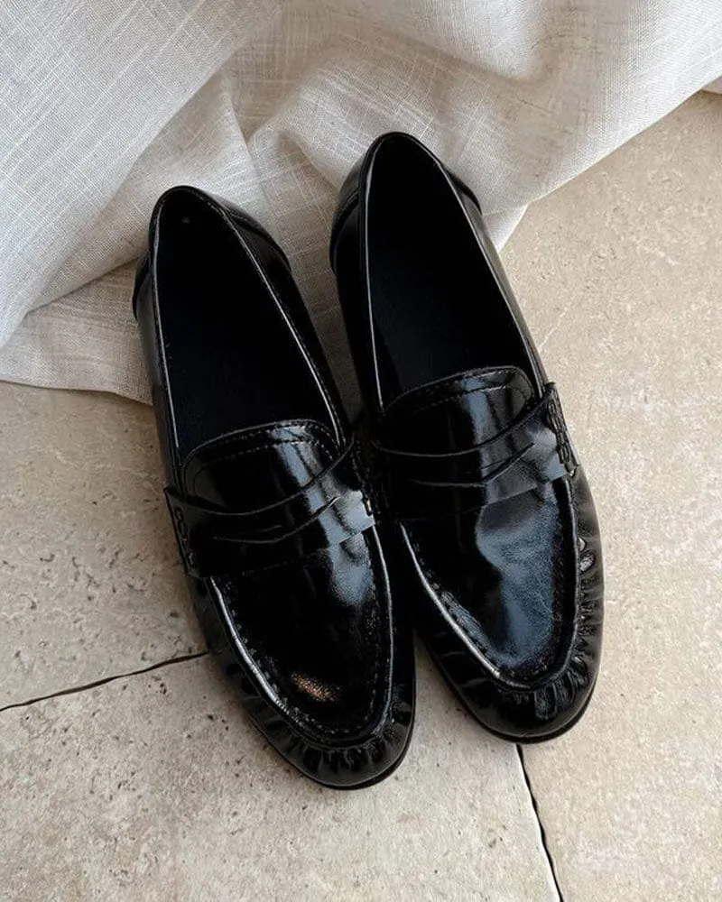Women's Commuting Leather Pleated Penny Loafers sold by Larosa product image thumbnail 3