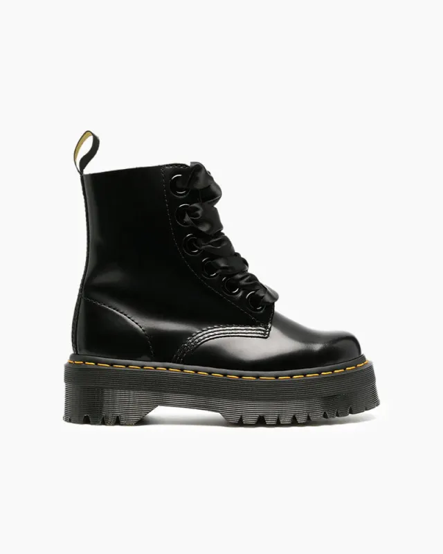 Women's Citywalk Chic Black Leather Platform Boots made by Larosa