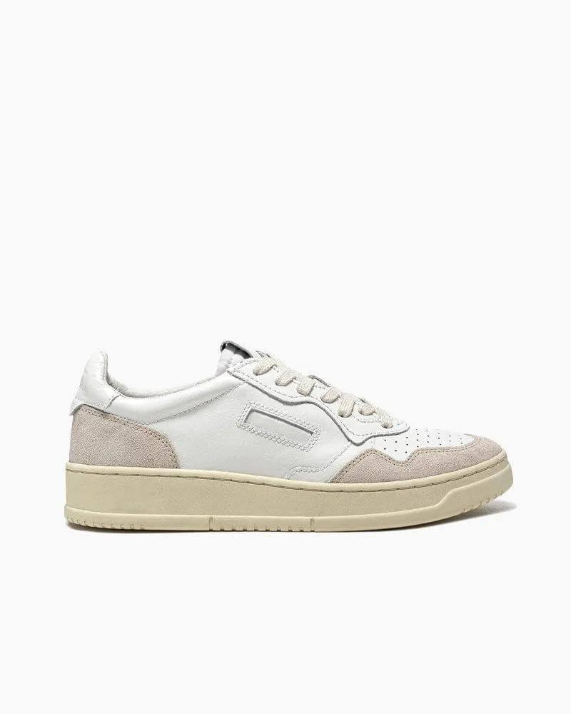 Men's Office Casual White Leather Beige Suede Low Sneakers sold by Larosa