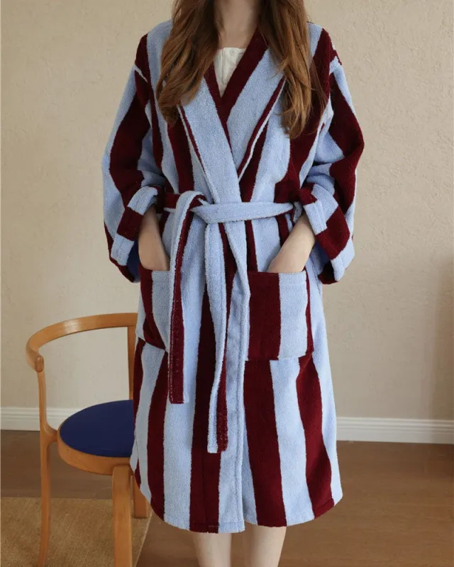 Women's Skincare Routine Absorbent Striped Bathrobe sold by Larosa