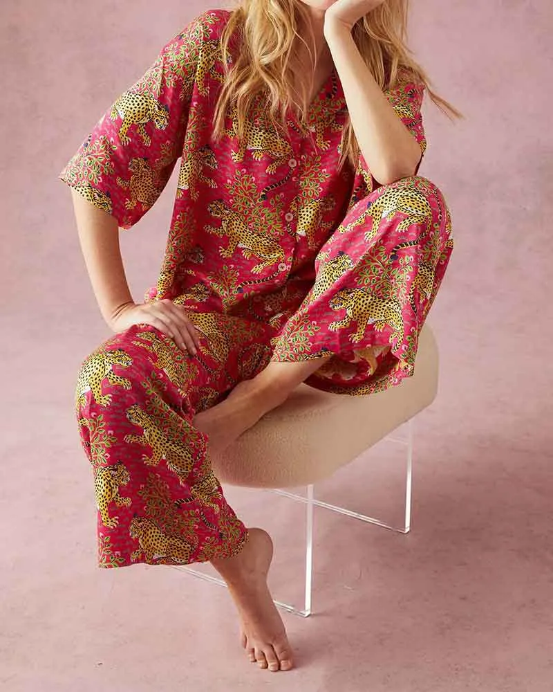 Women's Tropical Resort Trendy Leopard Pajama Set sold by Larosa product image thumbnail 2