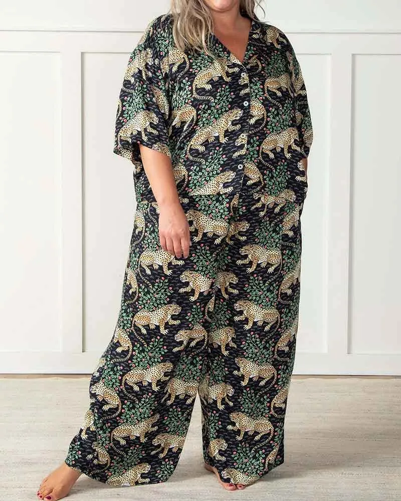 Women's Tropical Resort Trendy Leopard Pajama Set sold by Larosa product image thumbnail 4