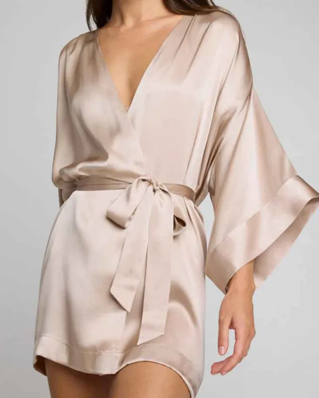 Women's Morning Meditation Breathable Silk Robe made by Larosa