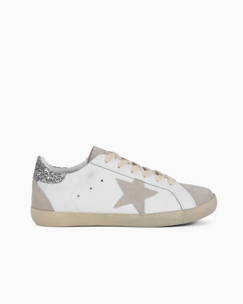 White Nappa Leather Sneakers with Gray Star sold by Larosa