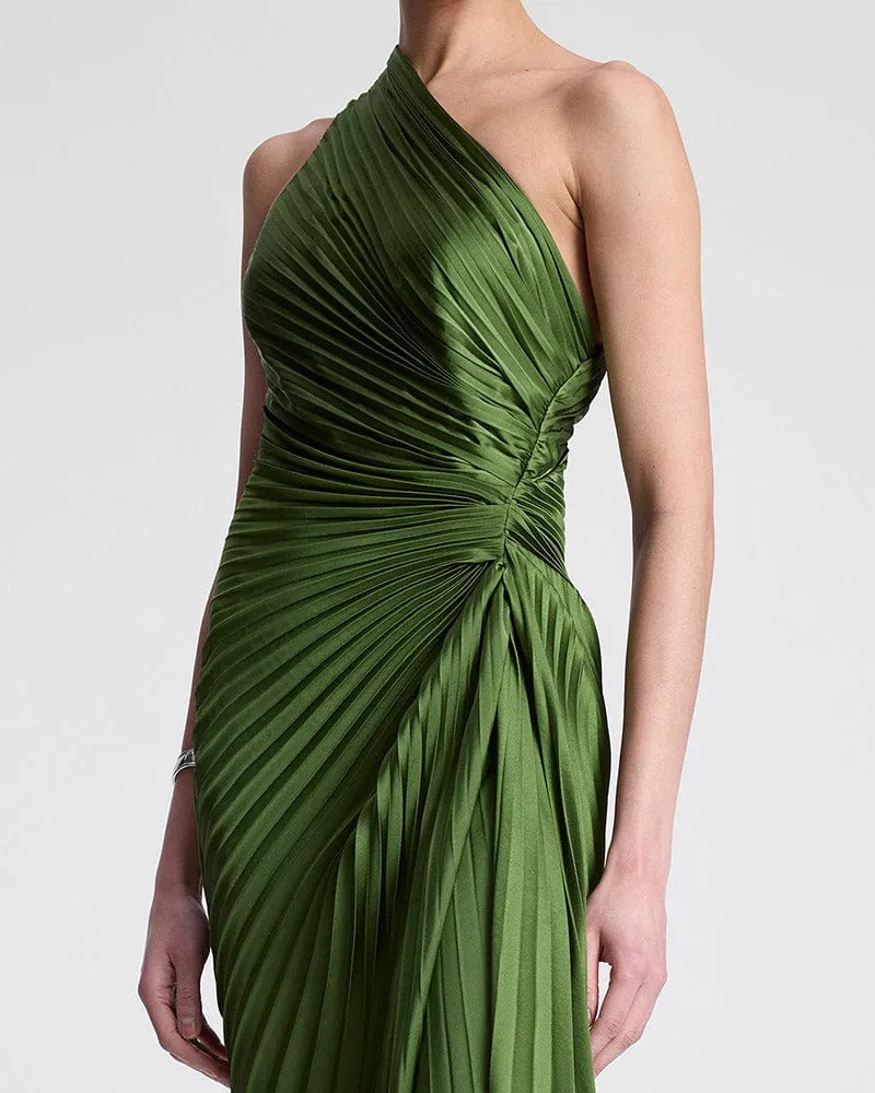 Women's Private Party Elegant One-Shoulder Green Gown sold by Larosa product image thumbnail 3