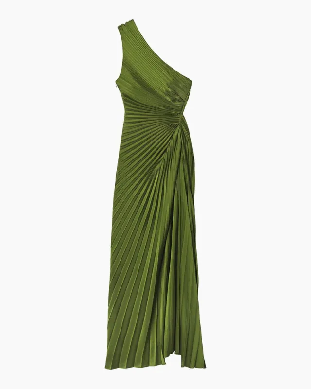 Women's Private Party Elegant One-Shoulder Green Gown made by Larosa