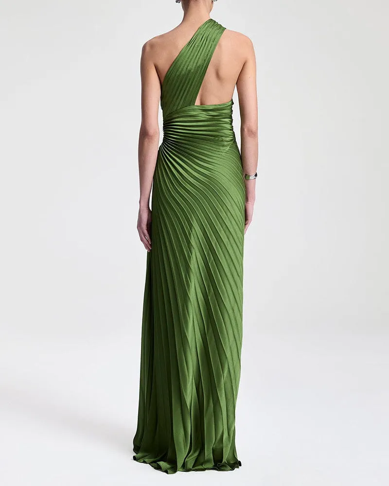 Women's Private Party Elegant One-Shoulder Green Gown sold by Larosa product image thumbnail 5