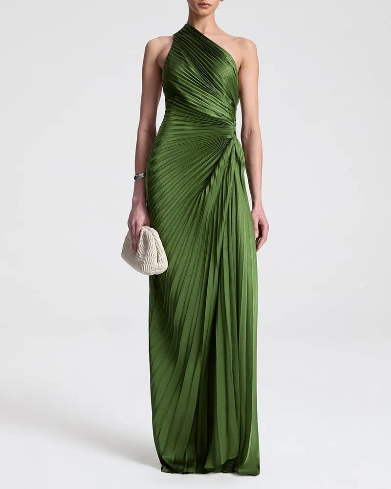 Women's Private Party Elegant One-Shoulder Green Gown sold by Larosa product image thumbnail 2