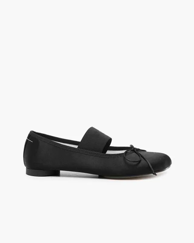 Women's Gallery Visit Artistic Black Strap Satin Flats made by Larosa