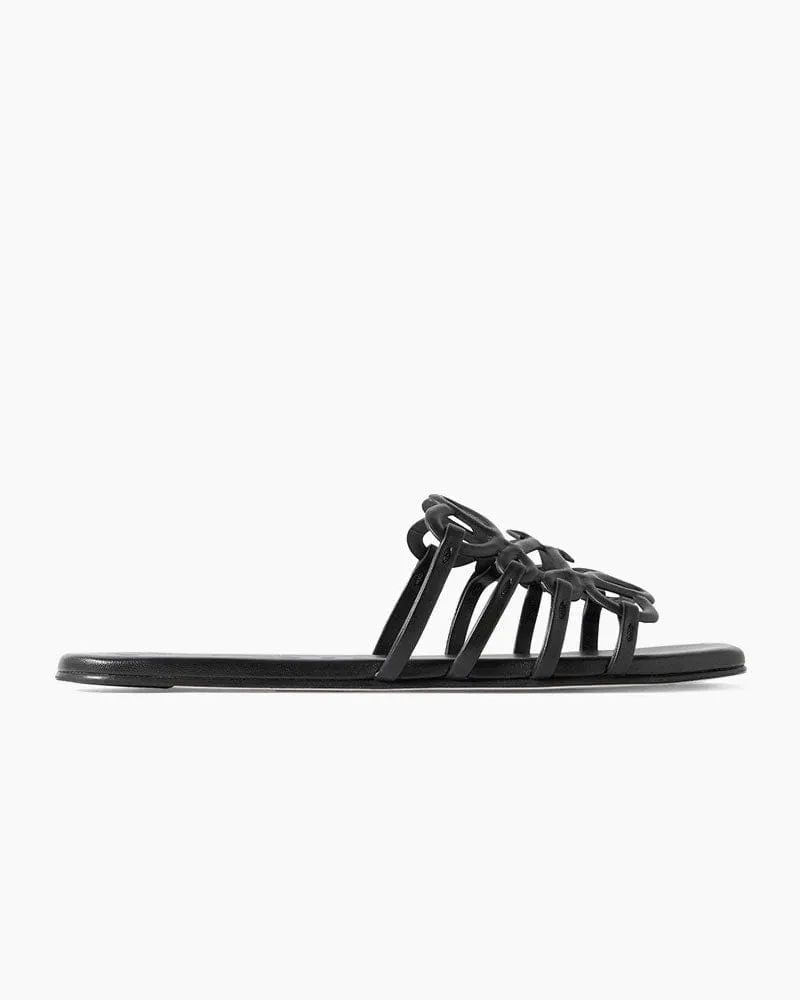 Women's Courtyard Dining Leather Openwork Slides sold by Larosa