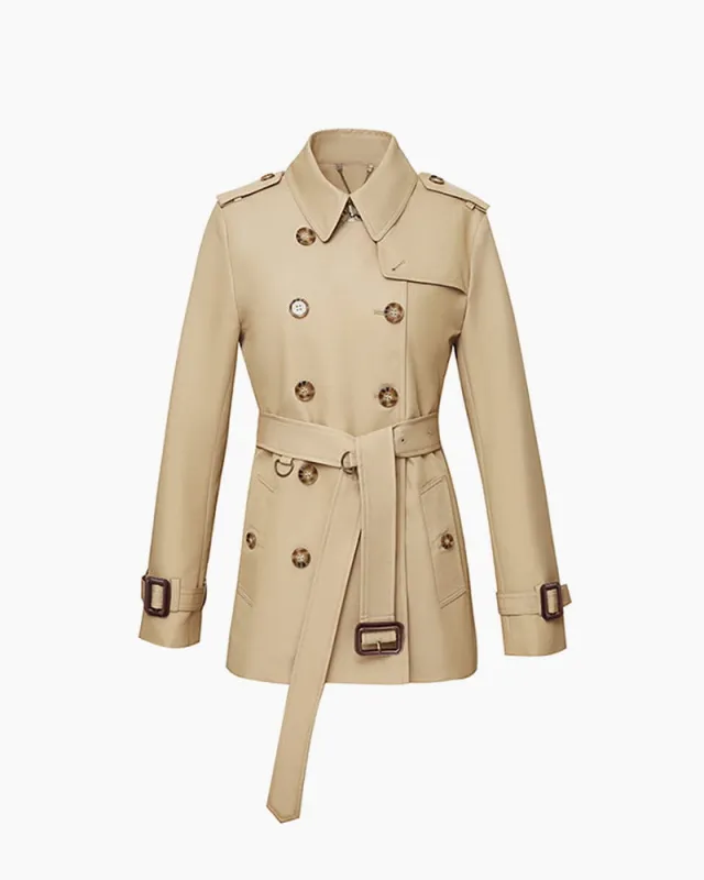 Women's Daily Office Classic Khaki Trench Coat made by Larosa