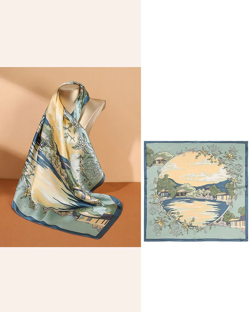Women's Gallery Visit Artistic Landscape Silk Scarf sold by Larosa product image thumbnail 3