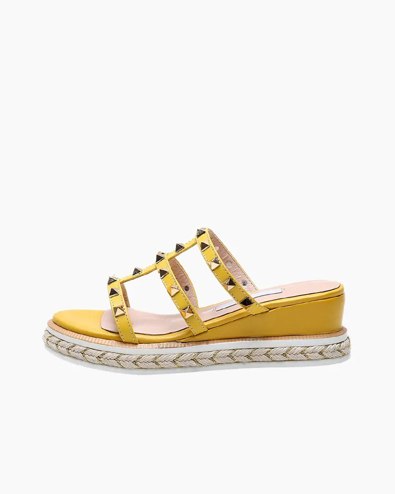 (Clean Up - US 9) Espadrille Wedges Slides Rivets Slippers sold by Larosa product image thumbnail 3