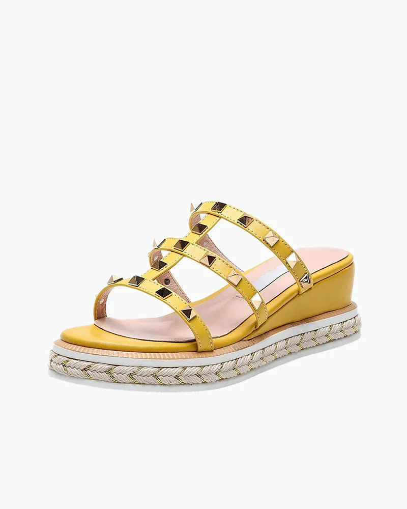 (Clean Up - US 9) Espadrille Wedges Slides Rivets Slippers sold by Larosa product image thumbnail 2