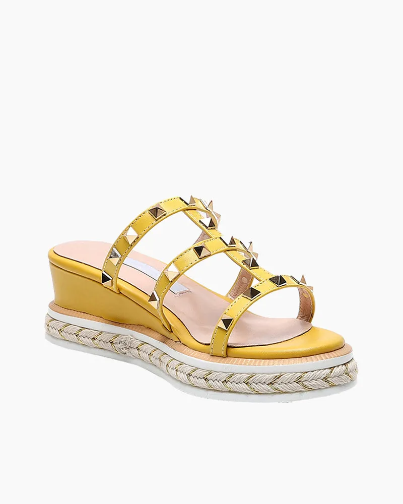 (Clean Up - US 9) Espadrille Wedges Slides Rivets Slippers sold by Larosa product image thumbnail 5