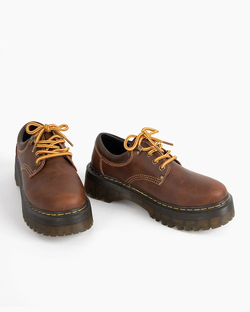(Clean Up -US 7) Women's Heavy Duty Brown Leather Platform Shoes sold by Larosa product image thumbnail 4