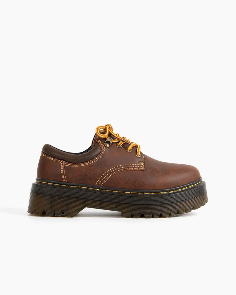 (Clean Up -US 7) Women's Heavy Duty Brown Leather Platform Shoes sold by Larosa
