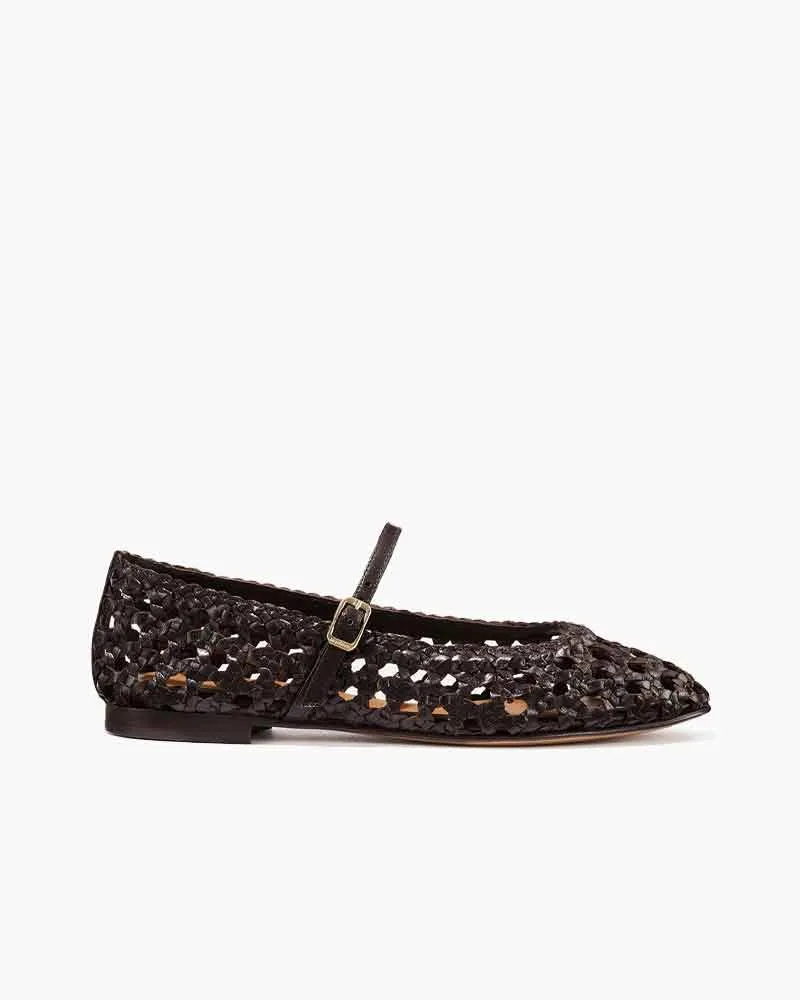 Everyday woven leather demi heel slingback sold by Larosa