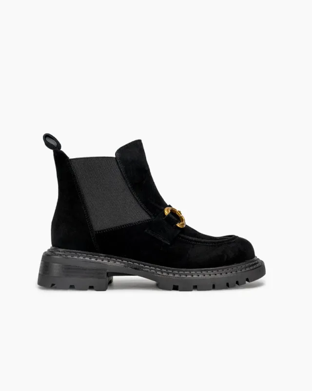 (Clean Up - US 7.5) Chelsea Platform Chunky Heel Elastic Lug Sole Ankle Boots made by Larosa