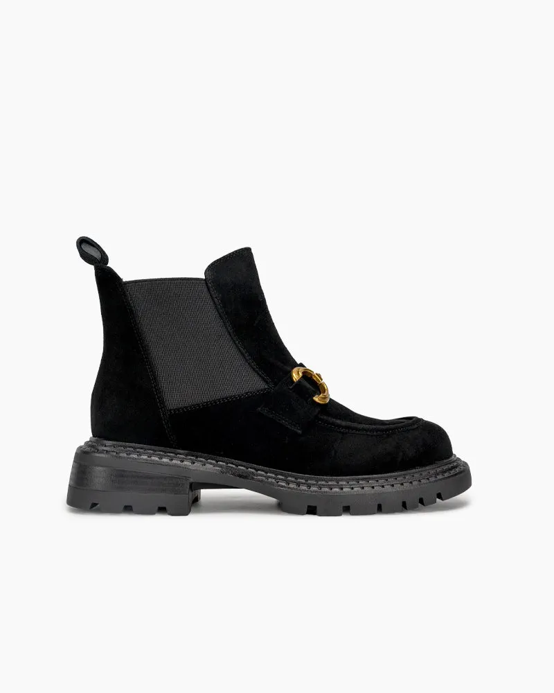 (Clean Up - US 7.5) Chelsea Platform Chunky Heel Elastic Lug Sole Ankle Boots sold by Larosa