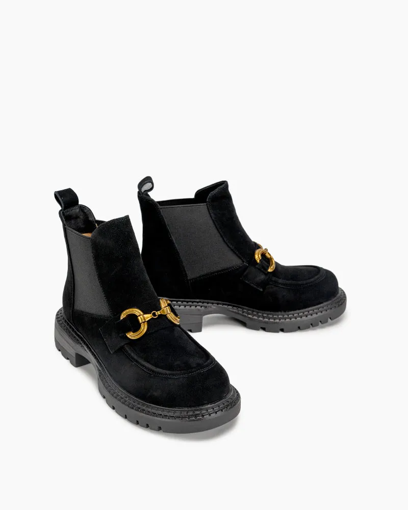 (Clean Up - US 7.5) Chelsea Platform Chunky Heel Elastic Lug Sole Ankle Boots sold by Larosa product image thumbnail 3