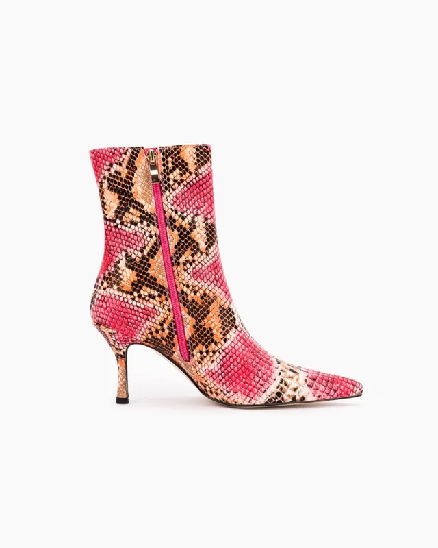 (Clean Up - US 6/7.5) Leopard Pointed Toe Stiletto High Heel Mid Boots made by Larosa