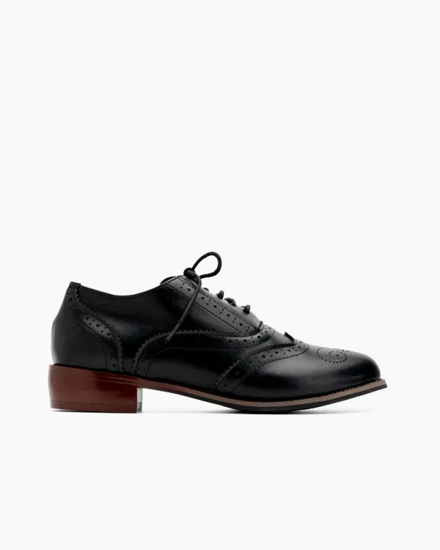 (Clean Up- US 9) Classic Lace-up Wingtip Leather Flat Oxfords made by Larosa