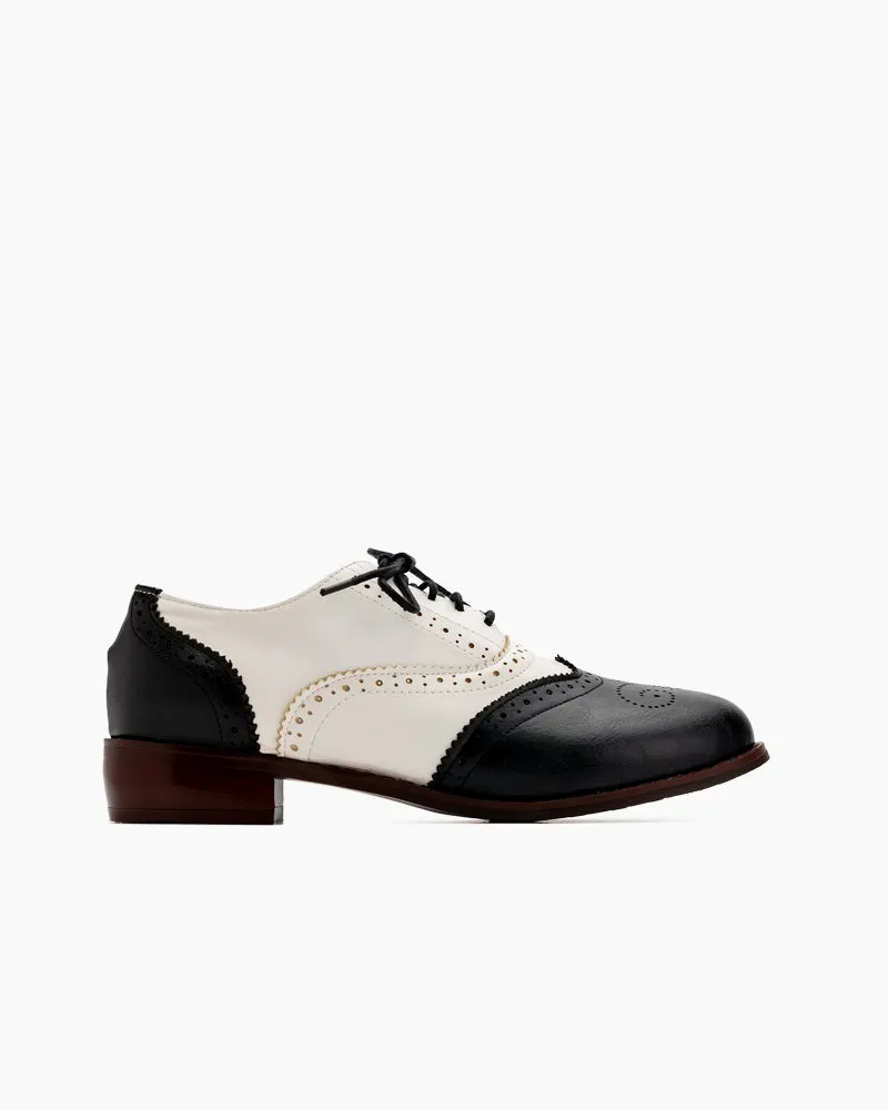 (Clean Up - US 11) Perforated Lace-up Wingtip Leather Flat Oxfords sold by Larosa