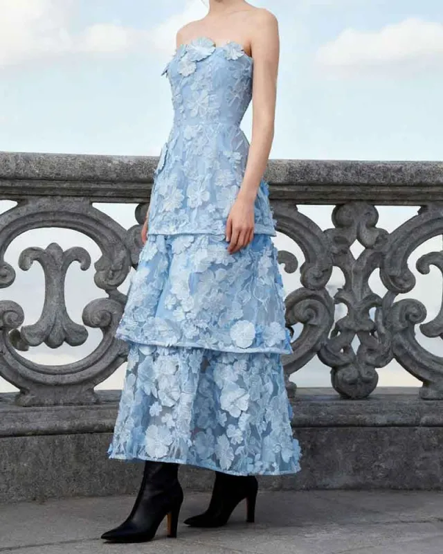 Elegant Garden Wedding Embroidered Midi Dress made by Larosa