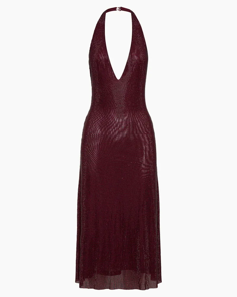 Elegant Evening Diamante Halter Midi Dress sold by Larosa product image thumbnail 5