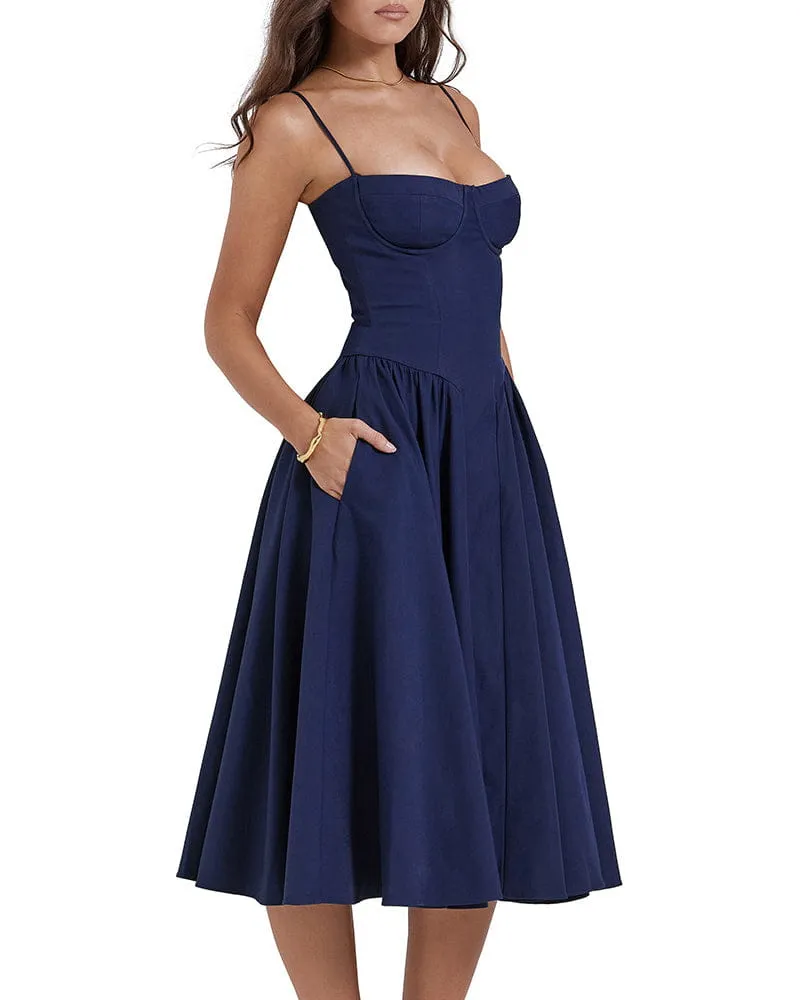 Women's City Stroll Chic Pocketed Midi Dress sold by Larosa