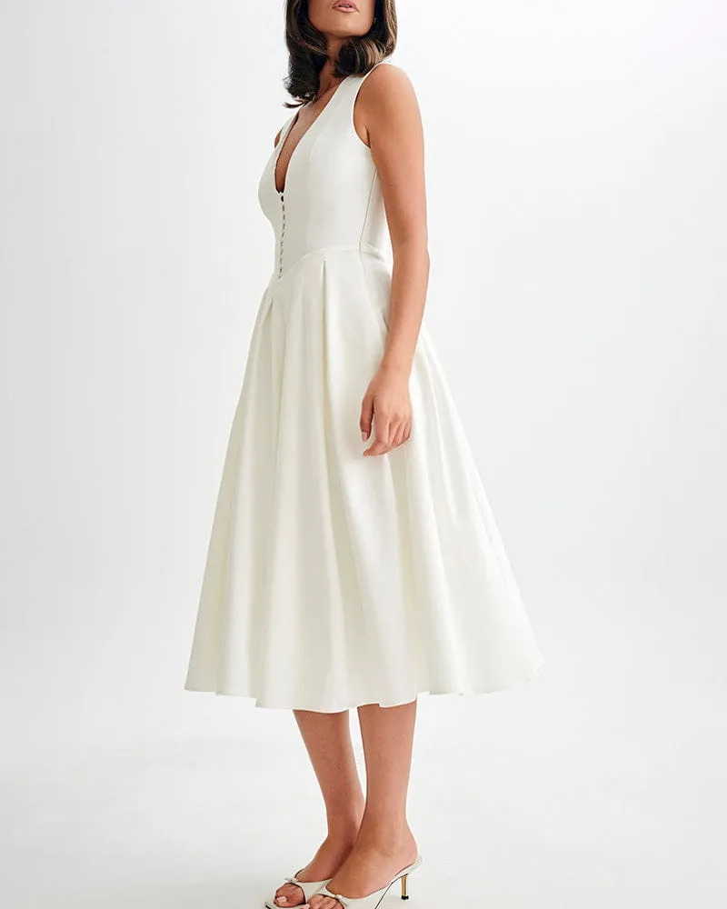 Women's Garden Tea Party Sophisticated White Dress sold by Larosa product image thumbnail 2