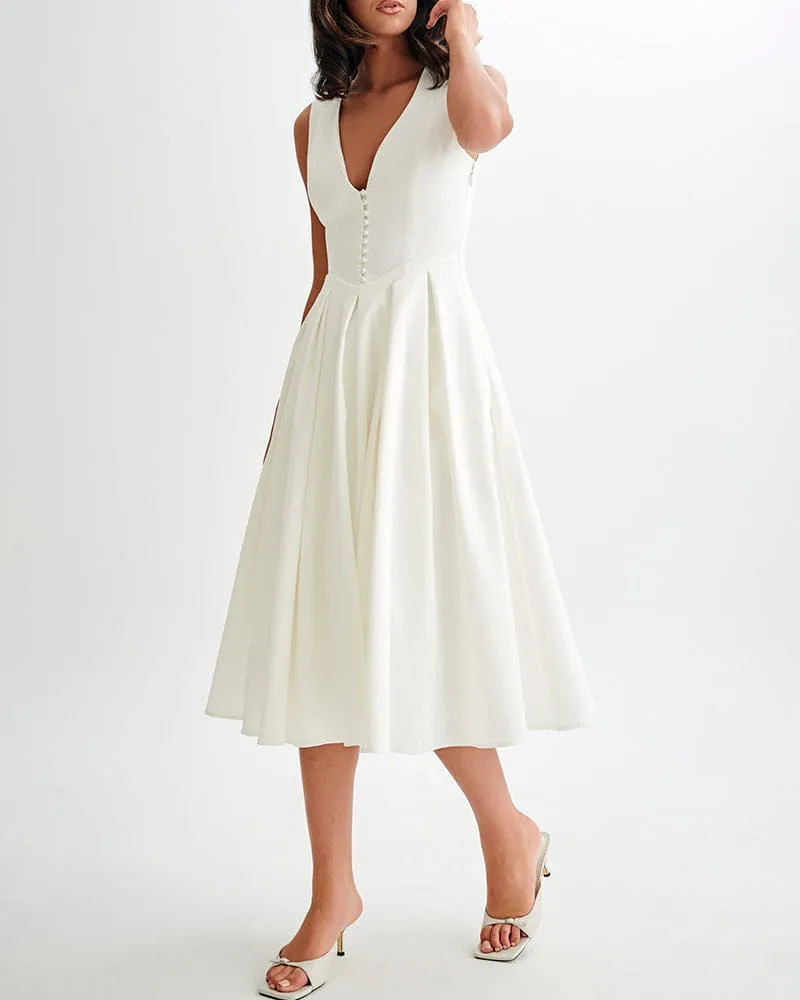 Women's Garden Tea Party Sophisticated White Dress sold by Larosa product image thumbnail 3