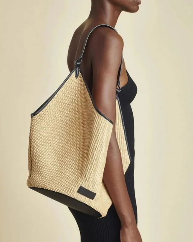 Women's Delicate Handwoven Raffia Shopper Tote made by Larosa