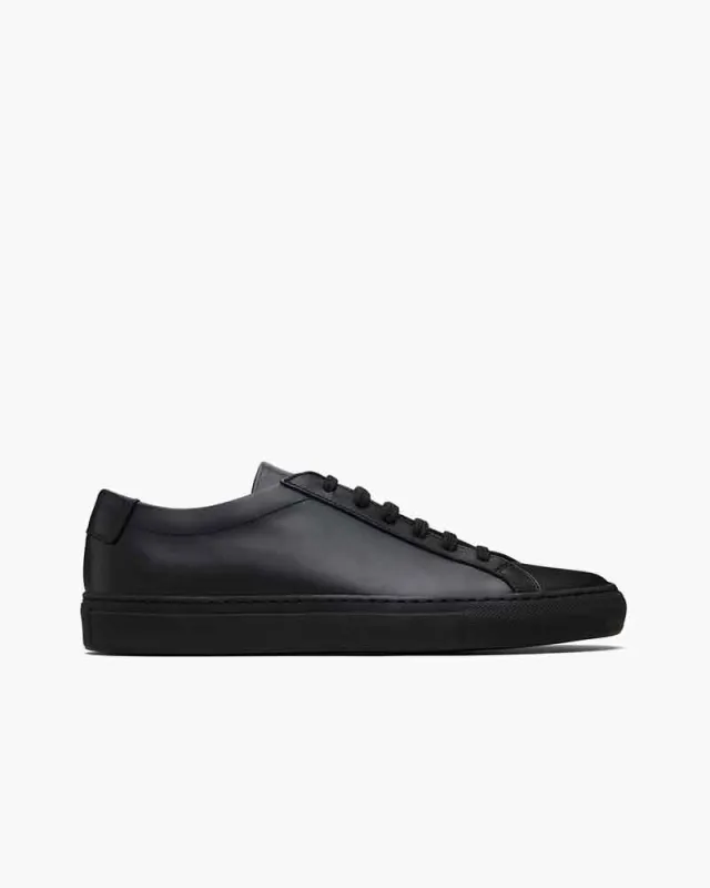 Women's Minimalist Black Calfskin Low Sneakers made by Larosa